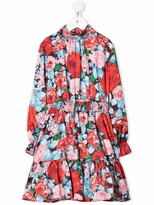 Thumbnail for your product : Msgm Kids Floral-Print Long-Sleeve Dress