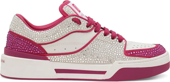 Dolce & Gabbana Crystal-Embellished Leather Sneakers