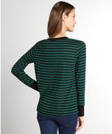 Thumbnail for your product : LnA Black And Green Striped Jersey Scoop Neck T-Shirt