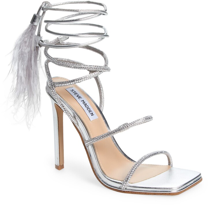 silver lace up sandals