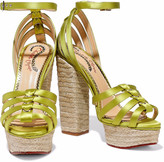 Thumbnail for your product : Charlotte Olympia Eyelet-embellished Satin Espadrille Platform Sandals
