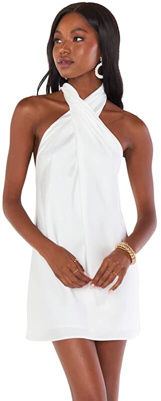 White Silk Halter Dress | Shop the ...