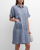 Thumbnail for your product : Eileen Fisher Crinkled Organic Linen Midi Shift Shirtdress