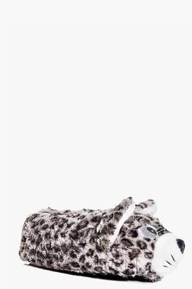 boohoo Amelia Cat Leopard Slippers brown