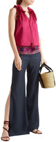 Thumbnail for your product : Figue Chanda Embroidered Silk-blend Canvas Wide-leg Pants