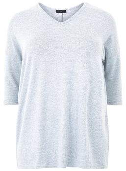 New Look Curves Grey V Neck Fine Knit Top