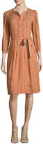 Thumbnail for your product : A.P.C. 3/4-Sleeve Striped Shirtdress, Brick