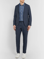 Thumbnail for your product : Officine Generale Navy Slim-Fit Unstructured Pinstriped Woven Suit Jacket
