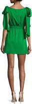 Thumbnail for your product : Milly Allie Sleeveless Stretch-Silk Dress w/ Shoulder Bows, Emerald