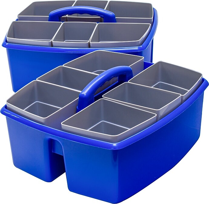 Storex Large Caddy with Sorting Cups, Blue, 2 Pack (00985U02C)