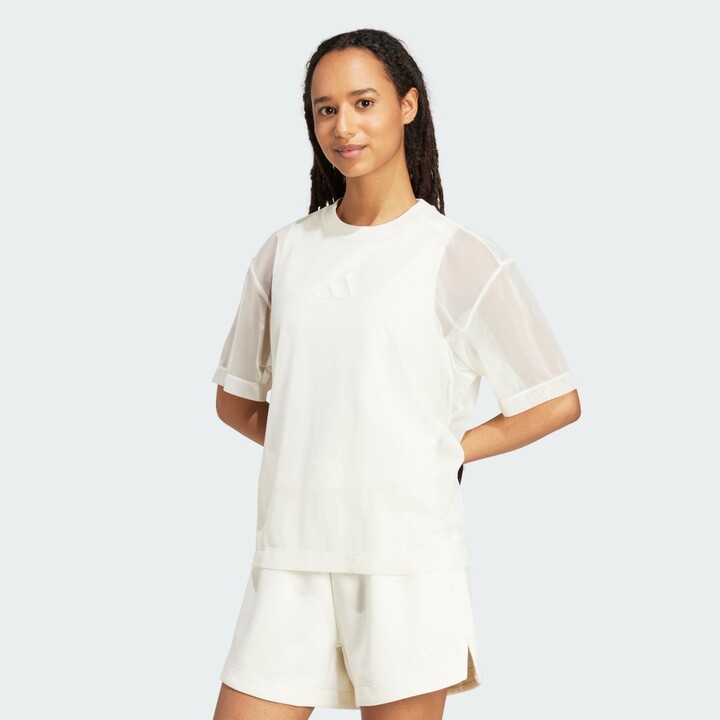 adidas Soft Lux Mesh Tee Off White XS Womens