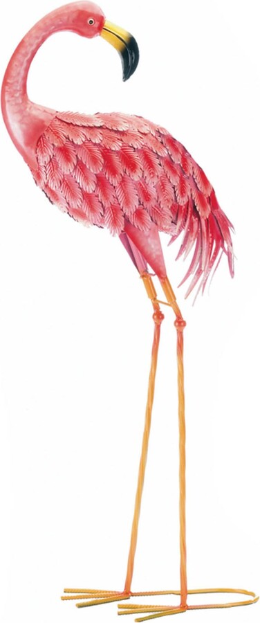 Zingz & Thingz Standing Flamingo Looking Back G arden Statue