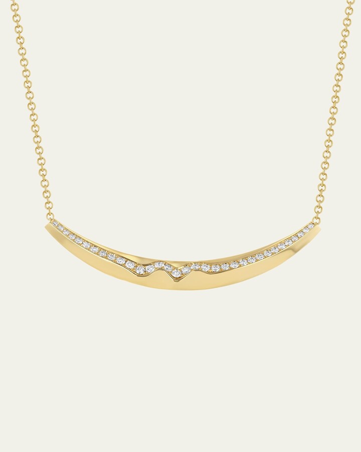 18K Yellow Gold Cable Chain Necklace with Pave Diamond Liquid Gold Slider