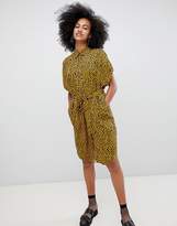 Thumbnail for your product : Monki midi leodot shirt dress in brown and black