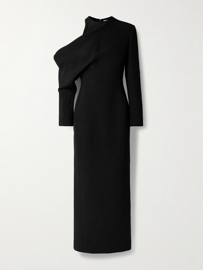 KHAITE Trey Cold-shoulder Draped Cady Maxi Dress - Black