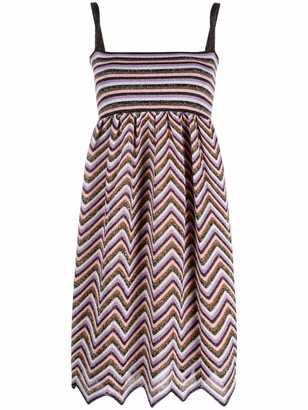 M Missoni Metallic Zigzag Stripe-Knit Mini Dress