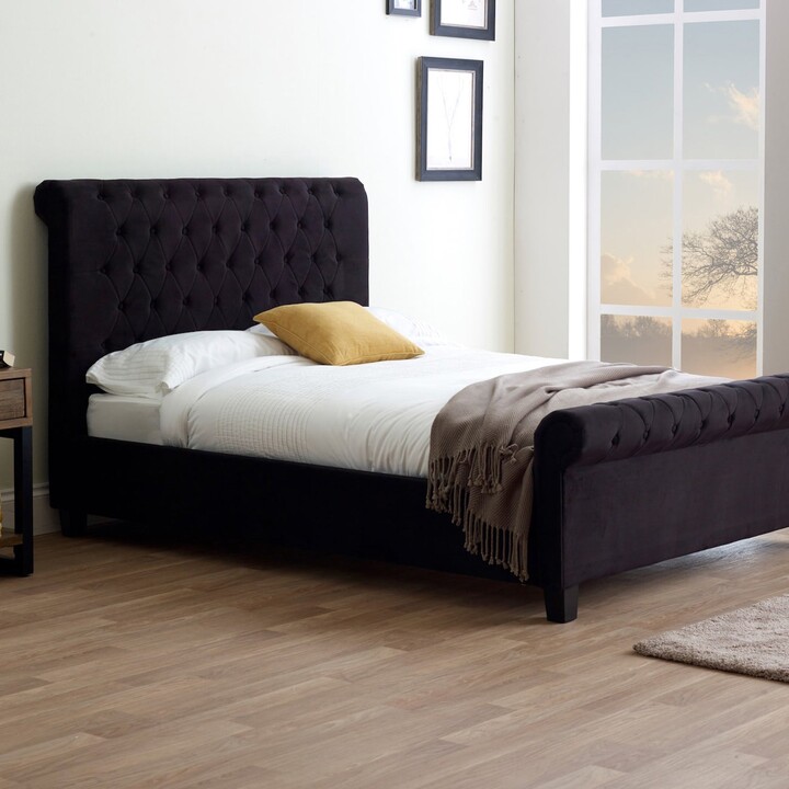 Dunelm Orbit Velvet Upholstered Bed Frame Black ShopStyle