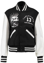 Thumbnail for your product : R 13 Vintage Varsity Embroidered Wool-Blend And Leather Jacket