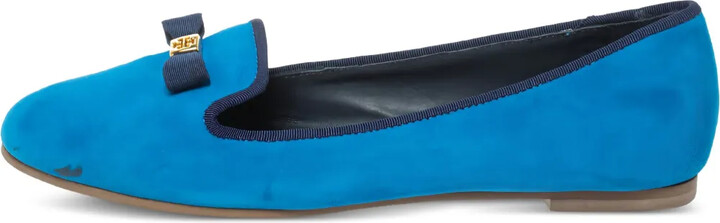 Tory Burch Pre-Owned Bow-Detail Suede Loafers