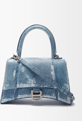Balenciaga Hourglass Denim-print Leather Bag - ShopStyle