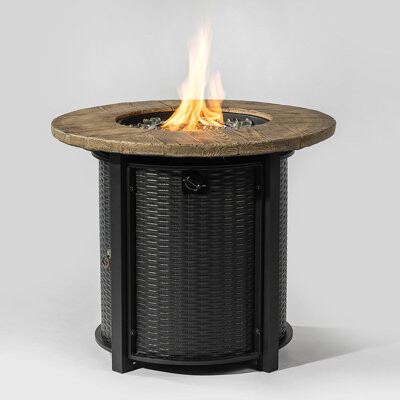 Home Decor 30Inch Round Fire Pit Table Propane Fire Table With Lava Rocks