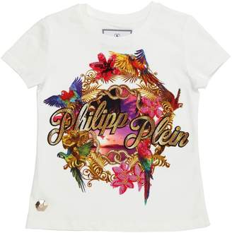 Philipp Plein Junior Embellished & Printed Jersey T-Shirt