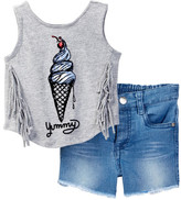 Thumbnail for your product : Jessica Simpson Heathered Jersey Knit Top & Frayed Short Set - 2-Piece Set (Baby Girls)