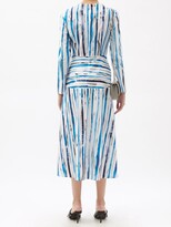 Thumbnail for your product : Christopher Kane Brushstroke-stripe Cotton-canvas Midi Dress - Blue White