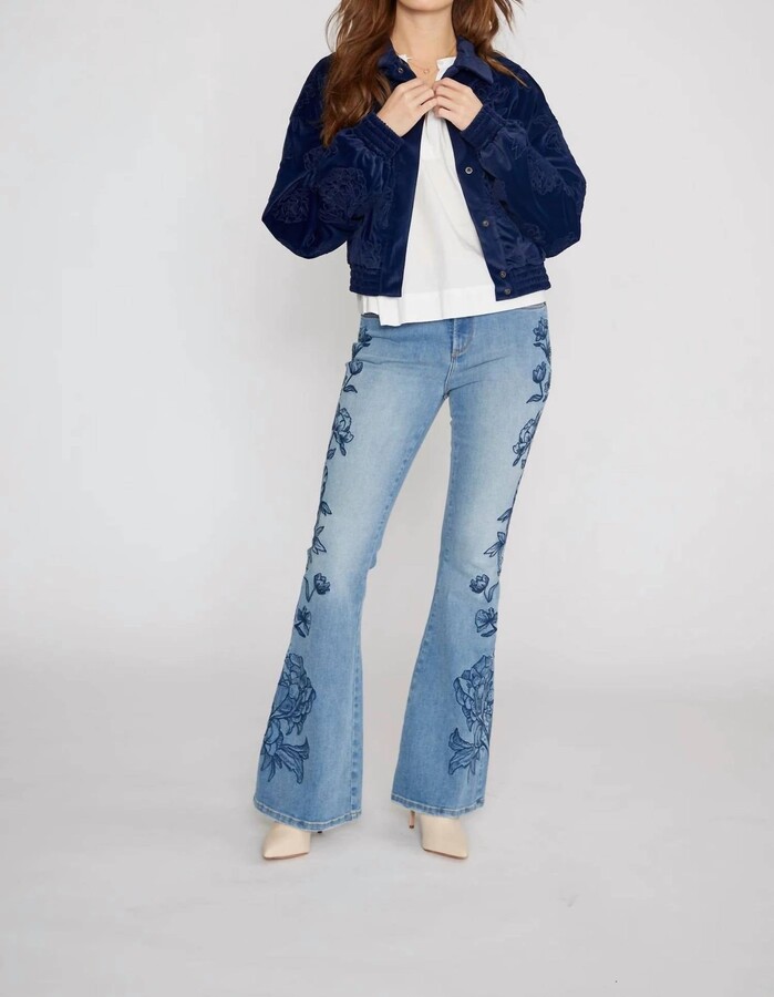 Detroit Velvet Bomber Etched In Blue