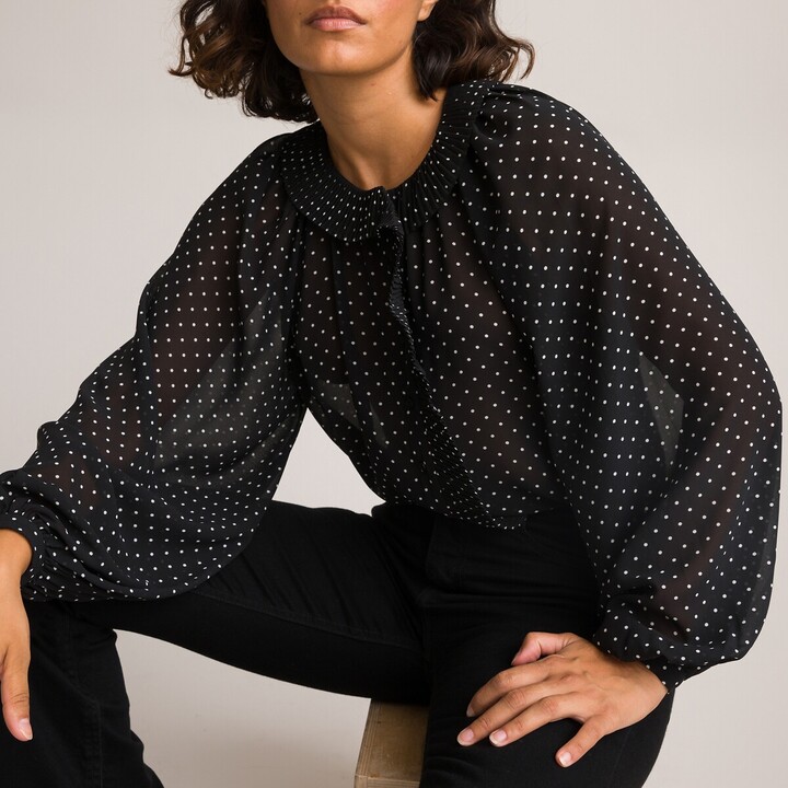 Recycled polka dot shirt with long sleeves La Redoute Collections