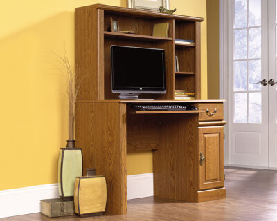 Lark Manor Oak Finish Computer Desk With Hutch
