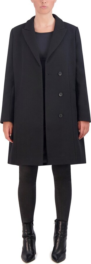 Cole Haan Asymmetrical Peak Lapel Wool-Blend Coat