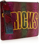 Thumbnail for your product : House of Holland Bag Of Tricks embroidered snake-effect leather clutch