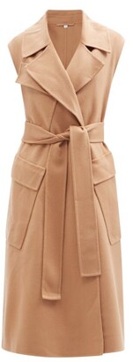 Burberry Sleeveless Belted Cashmere Trench Coat - Camel