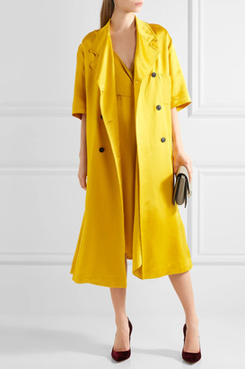 Victoria Beckham Draped Silk-blend Satin Dress - Yellow
