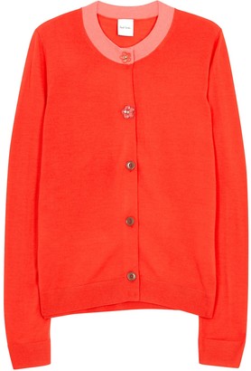 Paul Smith Coral Wool And Silk Blend Cardigan