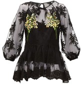Thumbnail for your product : Romance Was Born Mimosa Floral-embroidered Tulle Top - Black