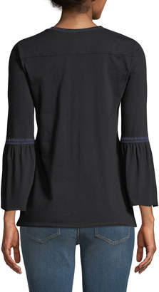Johnny Was Embroidered V-Neck Tunic Blouse