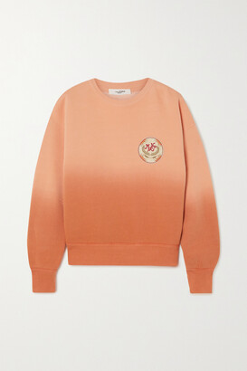 Etoile Isabel Marant Mobyli Appliquéd Ombré Cotton-blend Jersey Sweatshirt - Orange