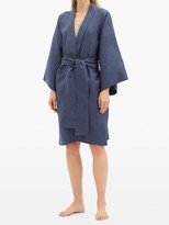 Thumbnail for your product : ROSSELL ENGLAND Wide-sleeve Linen-poplin Robe - Navy