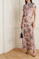 Thumbnail for your product : Preen by Thornton Bregazzi Ruffled Floral-print Georgette Maxi Dress - Pink