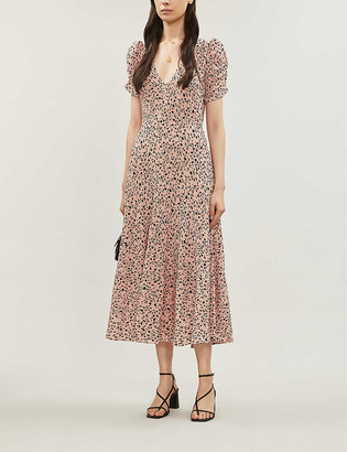 Reformation Cosa leopard-print crepe dress