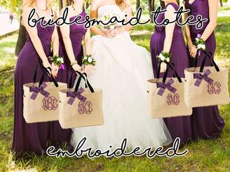 Etsy Bridesmaids Gift, Set Of 6, Personalized Tote Bag, Wedding Party Gift, Bridal Party Gift, Monogramme