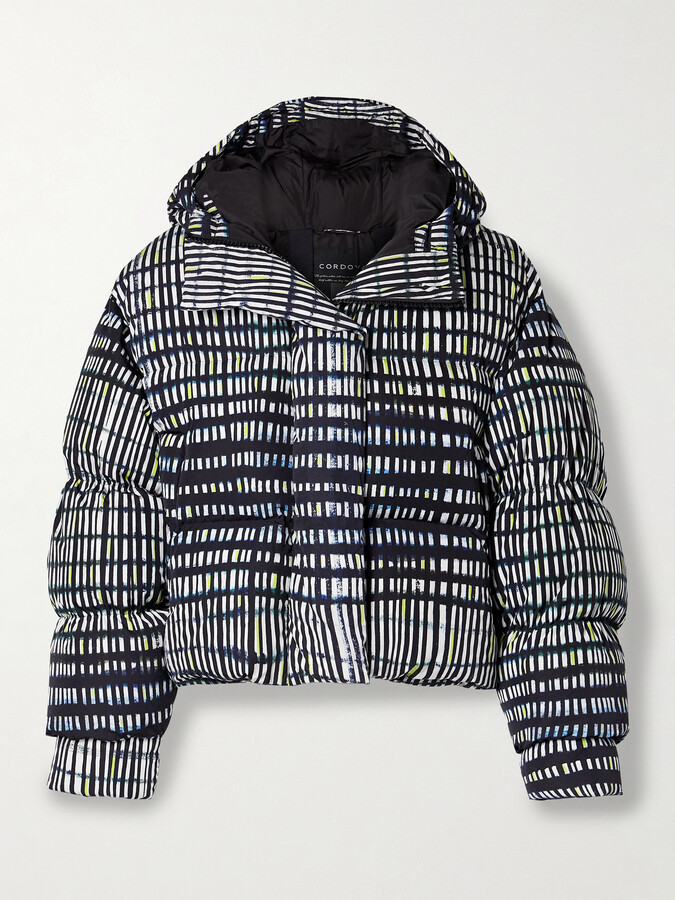 Cordova Aomori Hooded Printed Quilted Down Ski Jacket - Black