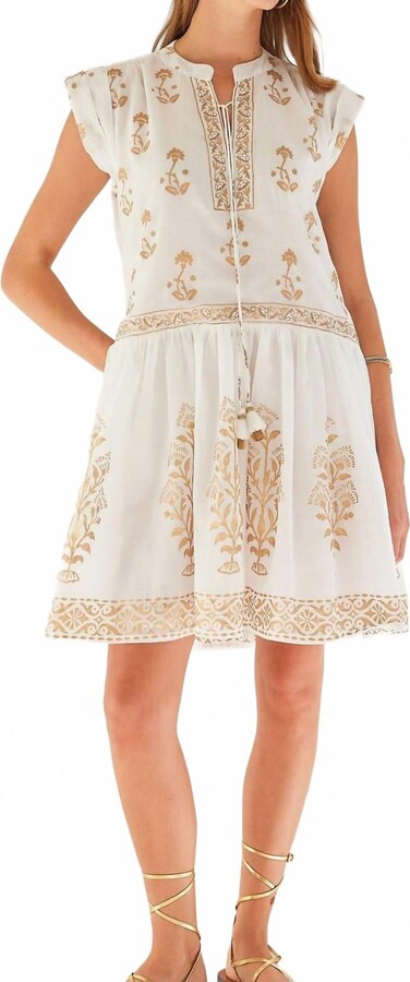 Bella Tu Bettina Drop Waist Mini Dress In Gold