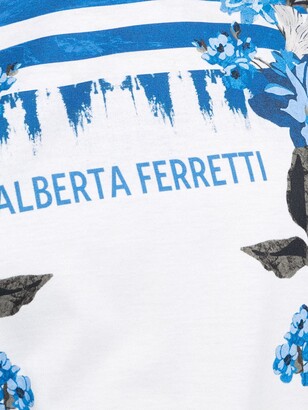 Alberta Ferretti Logo-Print Striped T-Shirt
