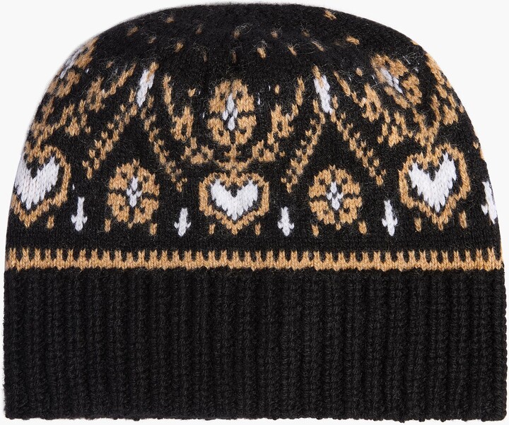 Avers Beanie in Black and Camel Multi