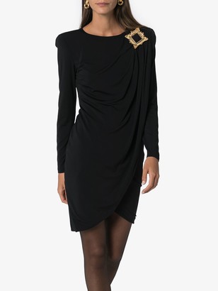 Moschino Draped Exaggerated Shoulder Dress