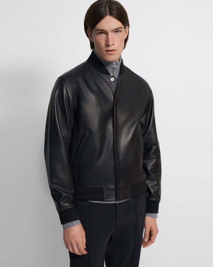 Theory Varsity Jacket in Leather - ShopStyle