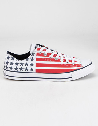 red and white striped shoes